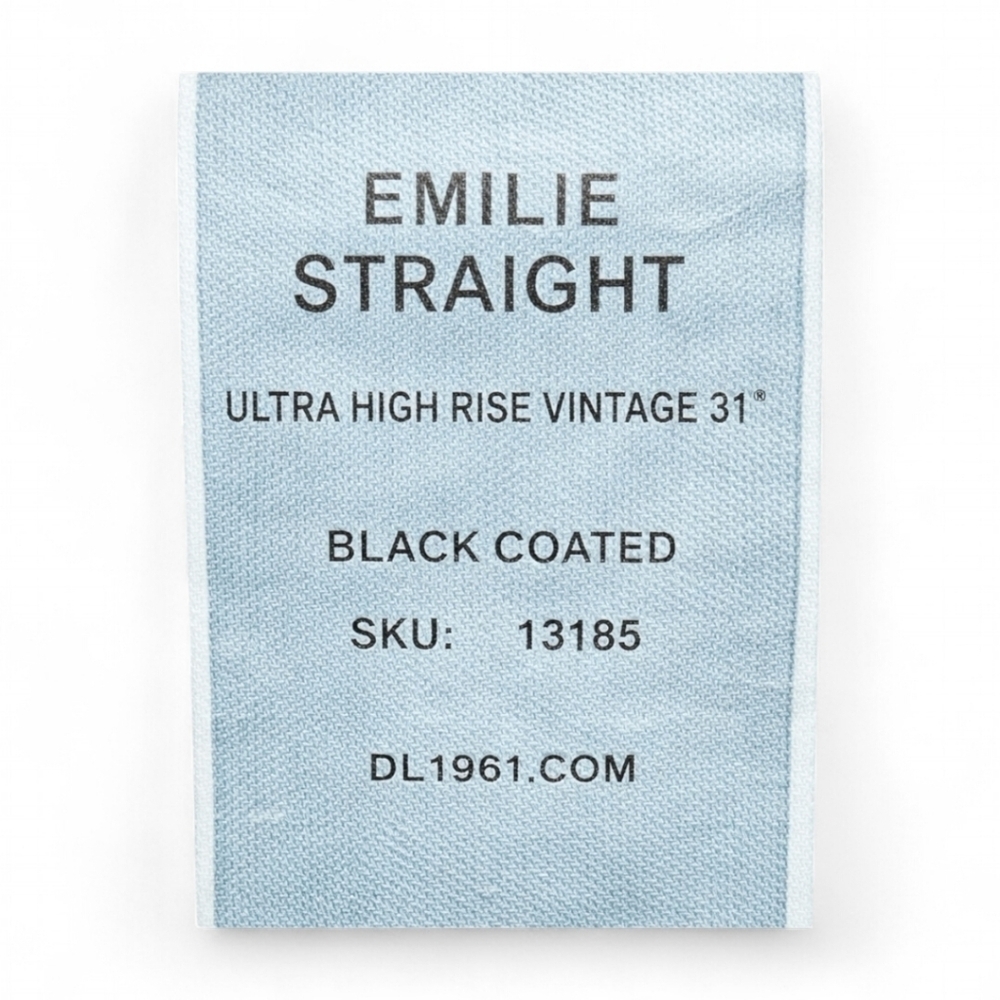 DL1961 Emilie Straight Black Coated Ultimate Knit Ultra High Rise 31" Jeans - Picture 11 of 15